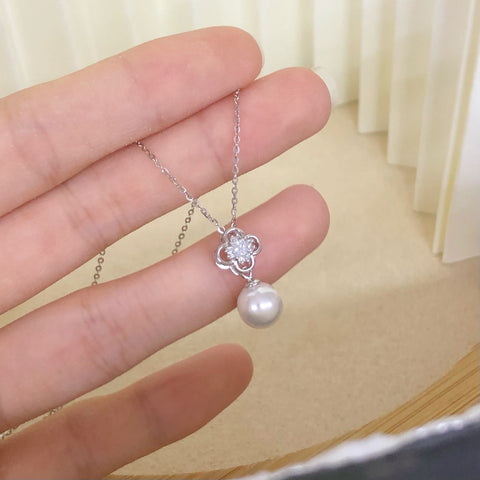 Clover Pendant 925 Sterling Silver Accessories 8mm (Pearls Not Included)