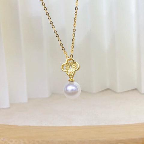 Clover Pendant 925 Sterling Silver Accessories 8mm (Pearls Not Included)