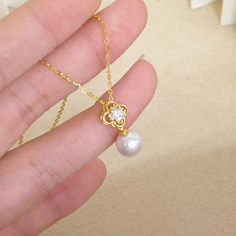 Clover Pendant 925 Sterling Silver Accessories 8mm (Pearls Not Included)