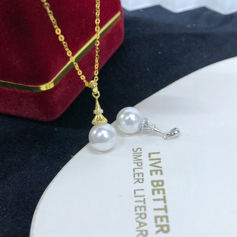 Steeple Pendant 925 Sterling Silver Accessories 9mm (Pearls Not Included)