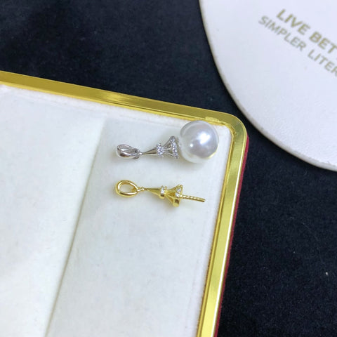 Steeple Pendant 925 Sterling Silver Accessories 9mm (Pearls Not Included)