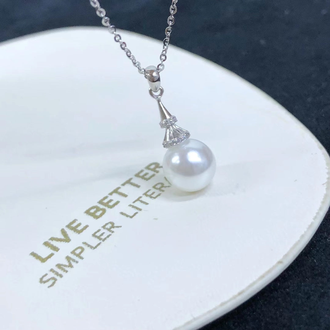 Steeple Pendant 925 Sterling Silver Accessories 9mm (Pearls Not Included)