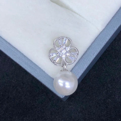 Clover Pendant 925 Sterling Silver Accessories 9mm (Pearls Not Included)