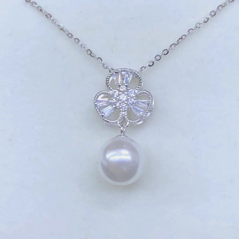 Clover Pendant 925 Sterling Silver Accessories 9mm (Pearls Not Included)