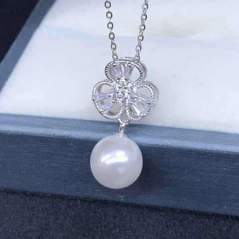 Clover Pendant 925 Sterling Silver Accessories 9mm (Pearls Not Included)