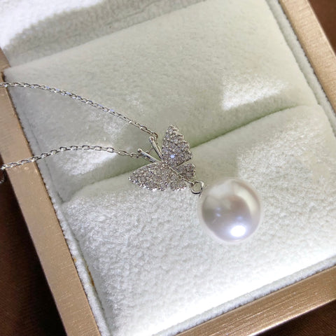 Butterfly Pendant 925 Sterling Silver Accessories 10mm (Pearls Not Included)