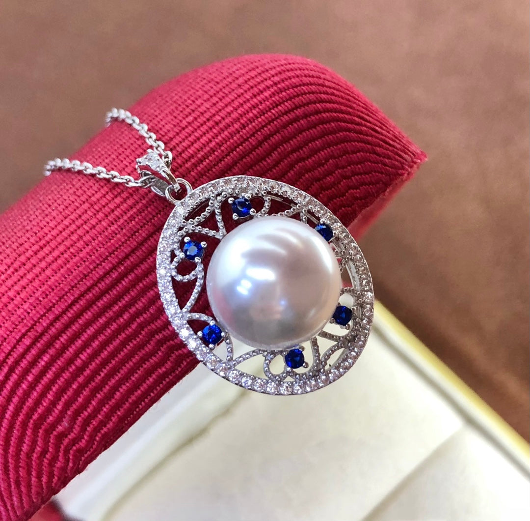 Round Pendant 925 Sterling Silver Accessories 10mm (Pearls Not Included)
