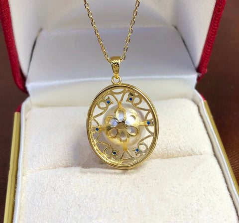 Round Pendant 925 Sterling Silver Accessories 10mm (Pearls Not Included)