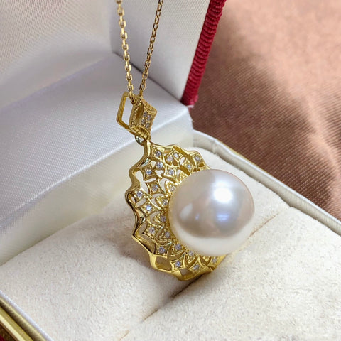 Engraved Design Pendant 925 Sterling Silver Accessories 12mm (Pearls Not Included)