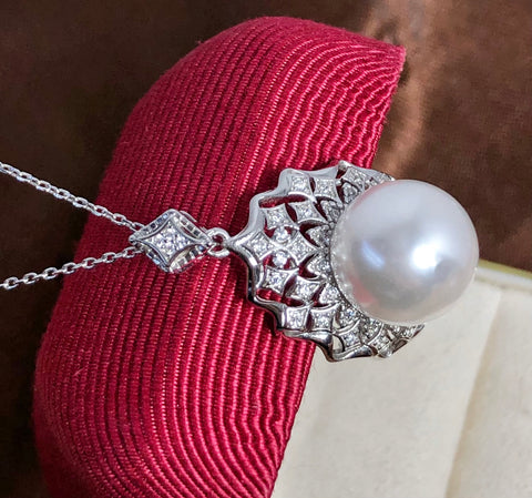 Engraved Design Pendant 925 Sterling Silver Accessories 12mm (Pearls Not Included)