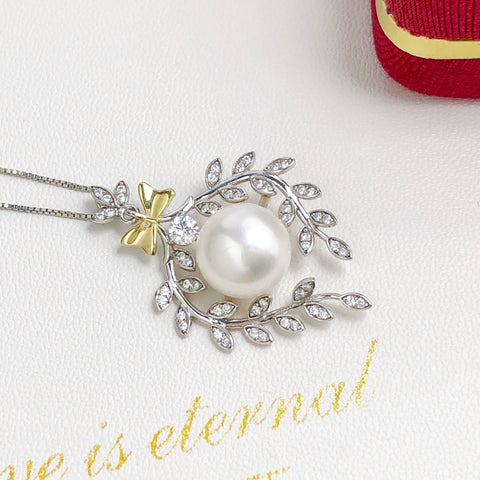 Bow-knot Pendant 925 Sterling Silver Accessories 11mm (Pearls Not Included)