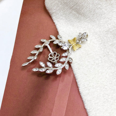 Bow-knot Pendant 925 Sterling Silver Accessories 11mm (Pearls Not Included)