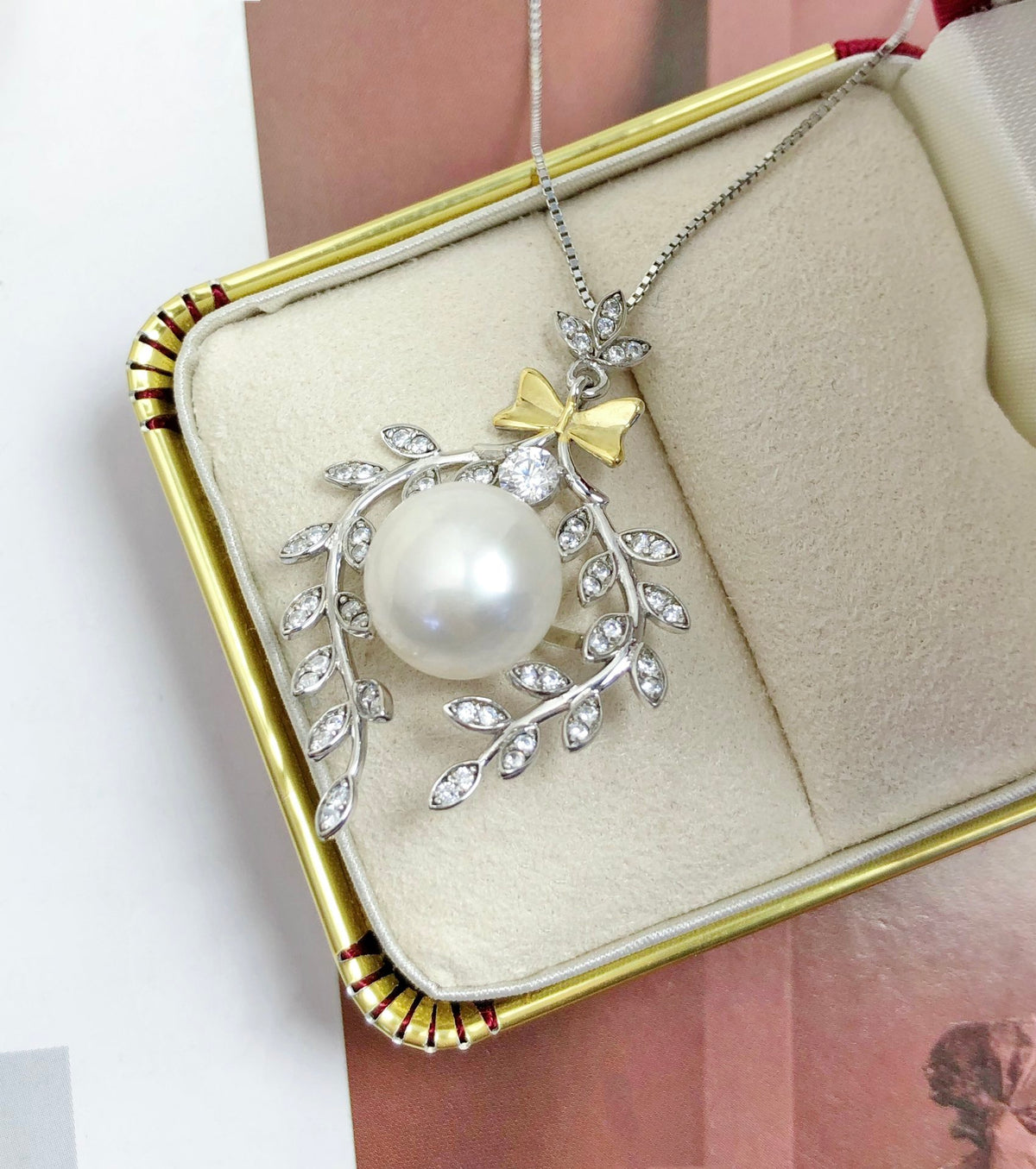 Bow-knot Pendant 925 Sterling Silver Accessories 11mm (Pearls Not Included)