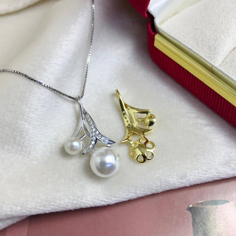 Pendant 925 Sterling Silver Accessories 4mm+8mm (Pearls Not Included)