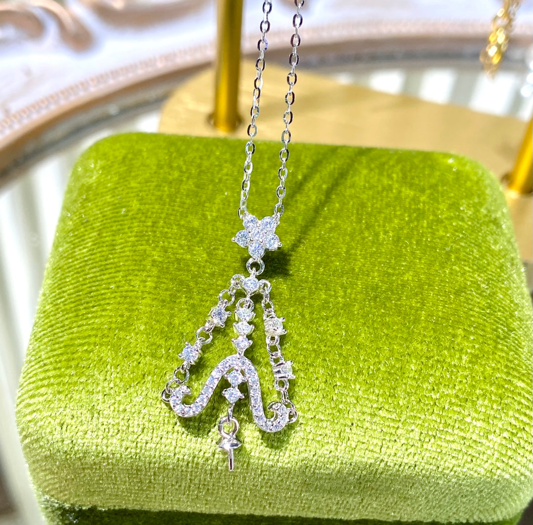 Necklace 925 Sterling Silver Accessories 12mm (Pearls Not Included)