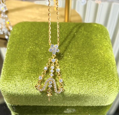 Necklace 925 Sterling Silver Accessories 12mm (Pearls Not Included)