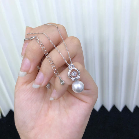 Necklace 925 Sterling Silver Accessories 10mm(Pearls Not Included)