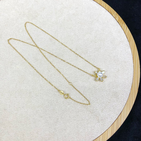 Shell Flower Necklace 925 Sterling Silver Accessories 6mm(Pearls Not Included)
