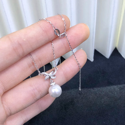 Necklace 925 Sterling Silver Accessories 9mm(Pearls Not Included)