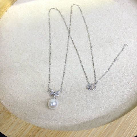 Necklace 925 Sterling Silver Accessories 9mm(Pearls Not Included)