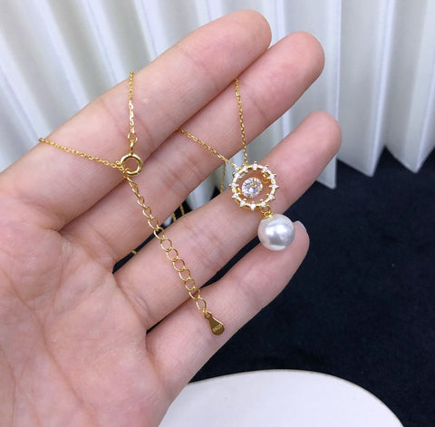 Necklace 925 Sterling Silver Accessories 9mm(Pearls Not Included)