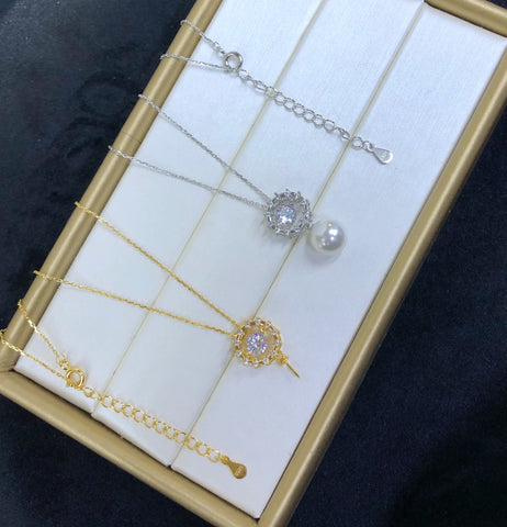 Necklace 925 Sterling Silver Accessories 9mm(Pearls Not Included)