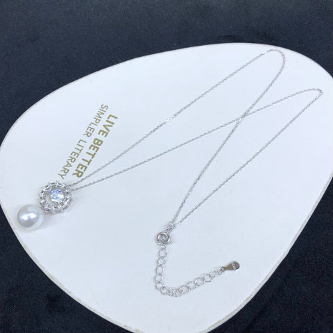 Necklace 925 Sterling Silver Accessories 9mm(Pearls Not Included)