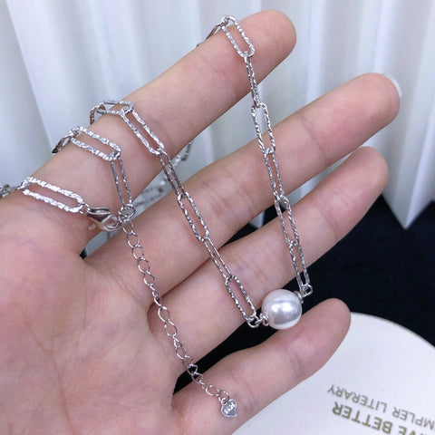 Necklace 925 Sterling Silver Accessories 9mm(Pearls Not Included)