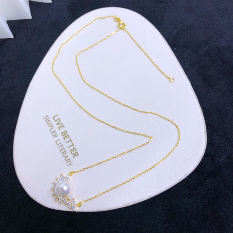 Necklace 925 Sterling Silver Accessories 8mm(Pearls Not Included)