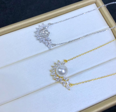 Necklace 925 Sterling Silver Accessories 8mm(Pearls Not Included)