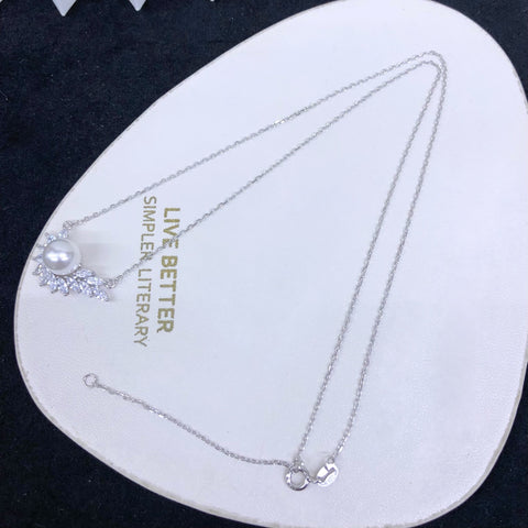 Necklace 925 Sterling Silver Accessories 8mm(Pearls Not Included)