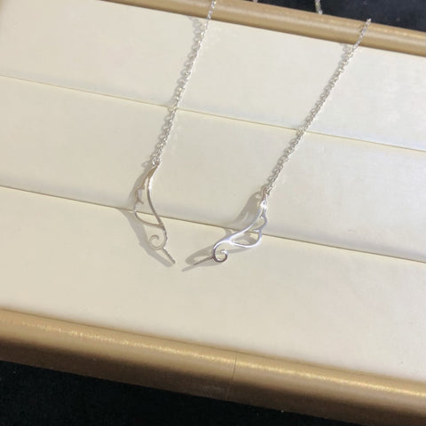 Wing Necklace 925 Sterling Silver Accessories 8mm(Pearls Not Included)