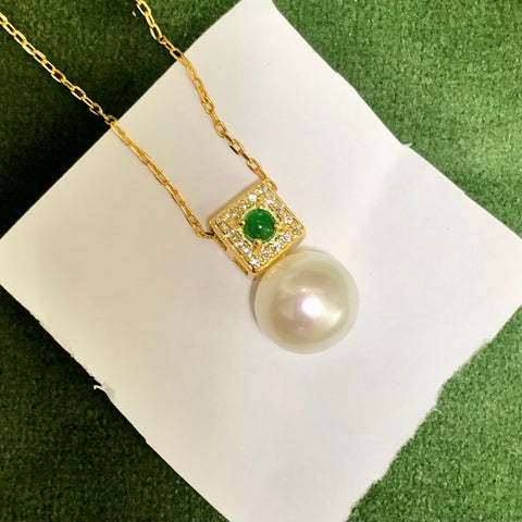 Cube Necklace 925 Sterling Silver Accessories 9mm(Pearls Not Included)