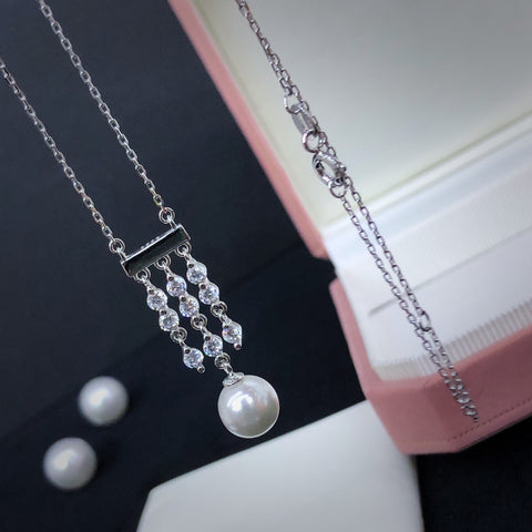 Necklace 925 Sterling Silver Accessories 8mm(Pearls Not Included)