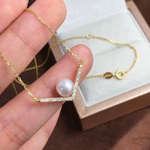 Necklace 925 Sterling Silver Accessories 7mm(Pearls Not Included)