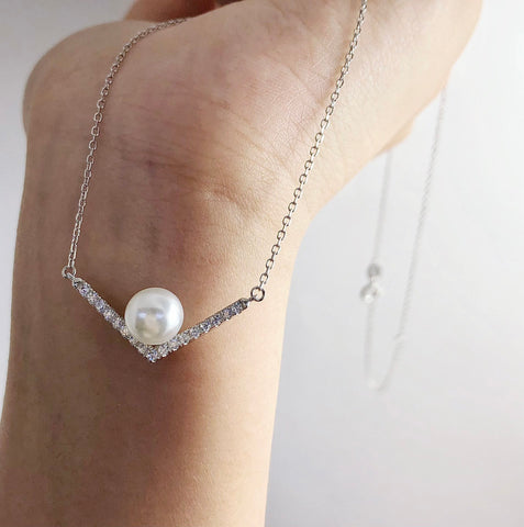 Necklace 925 Sterling Silver Accessories 7mm(Pearls Not Included)
