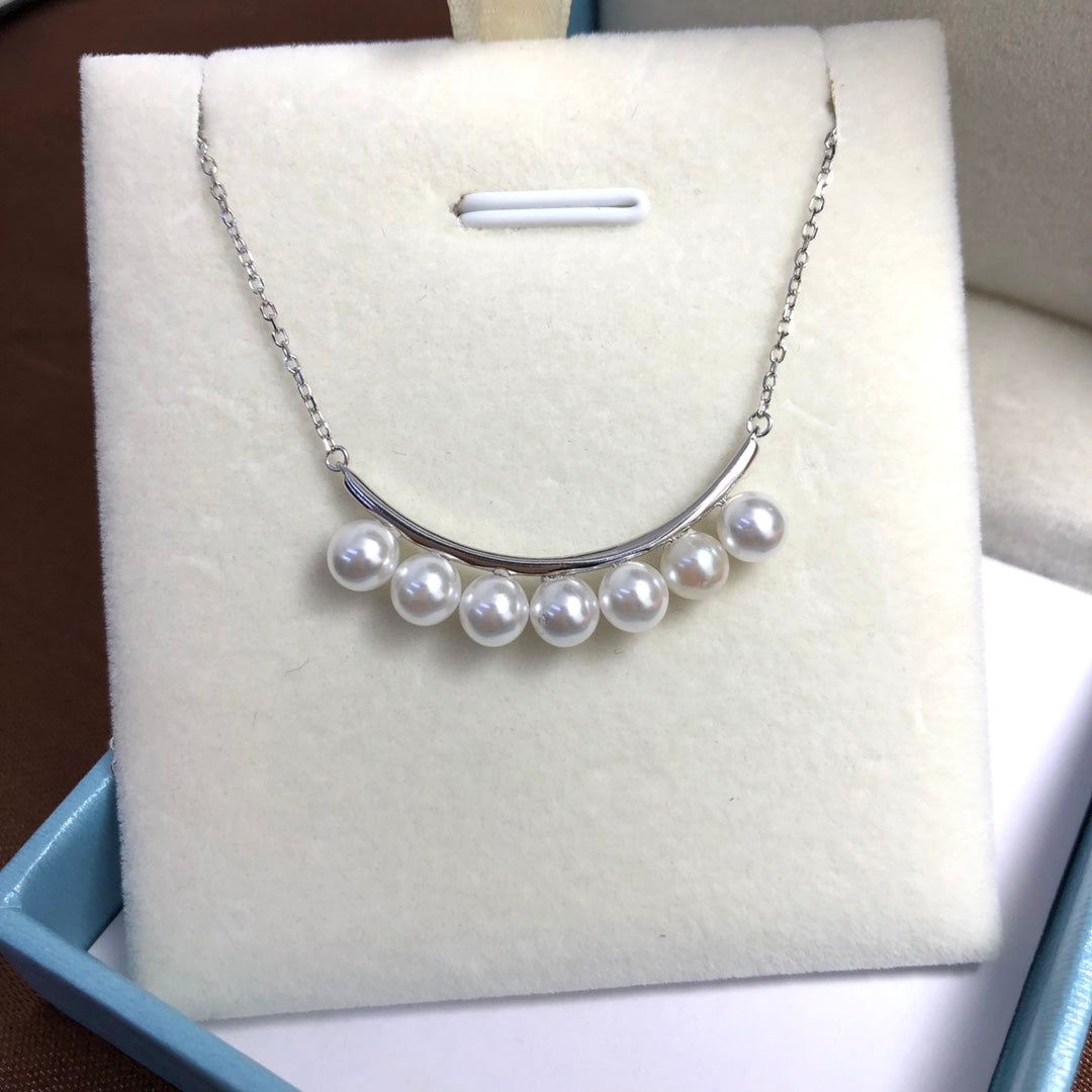 Curve Necklace 925 Sterling Silver Accessories 5mm(Pearls Not Included)
