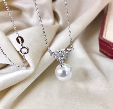 Triangle Necklace 925 Sterling Silver Accessories 12mm(Pearls Not Included)