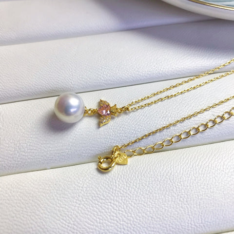 Love Wings Necklace 925 Sterling Silver Accessories 9mm(Pearls Not Included)