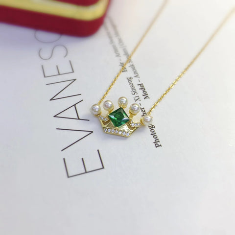 Crown Necklace 925 Sterling Silver Accessories 3.8mm(Pearls Not Included)