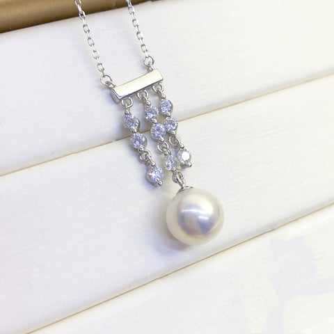 Necklace 925 Sterling Silver Accessories 8mm(Pearls Not Included)