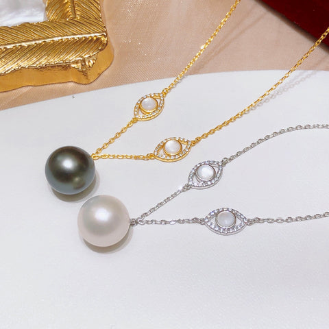 Necklace 925 Sterling Silver Accessories 14mm(Pearls Not Included)