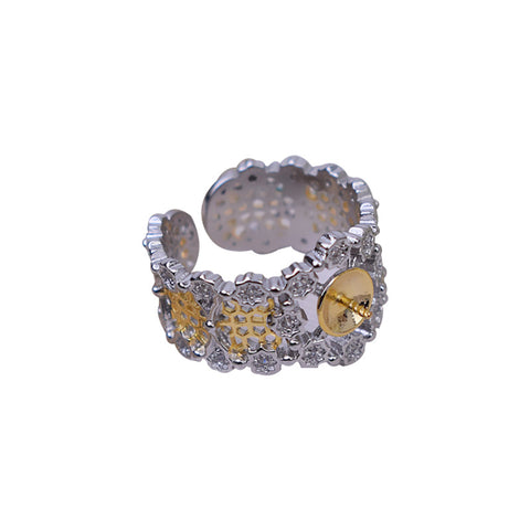 Plating Ring 925 Sterling Silver Accessories 7-8mm (Pearls Not Included)