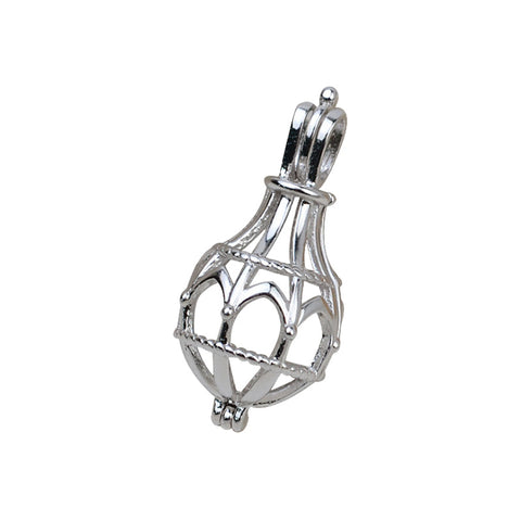 Lucky Cage Pendant 925 Sterling Silver Pearl Accessories 8-10mm (Pearls Not Included)