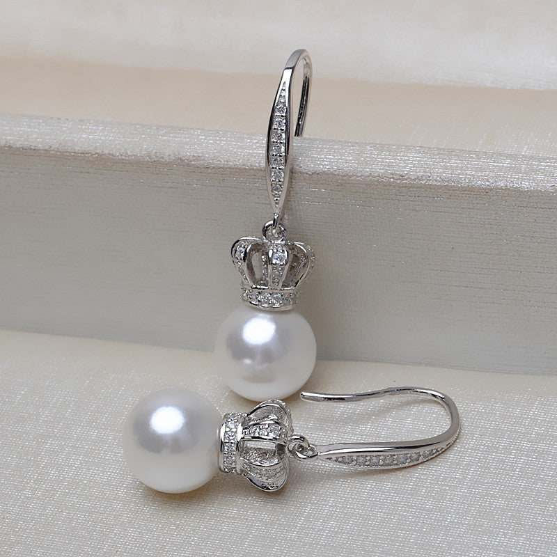 Crown Earrings 925 Sterling Silver Accessories 8-13mm (Pearls Not Included)