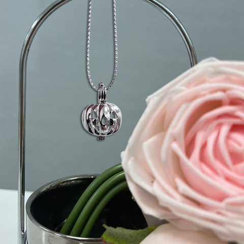 Halloween Scary Pumpkin Pendant Necklace Pearl Cage S925 Silver（Not including the pearls）