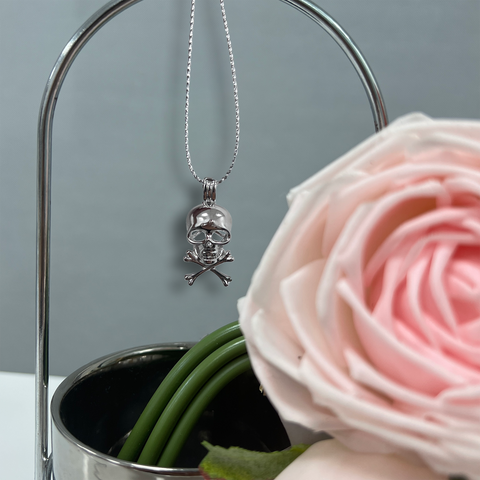Halloween Fashion Skull Hip Hop Pendant Necklace Trendy Pearl Cage S925 Silver（Not including the pearls）