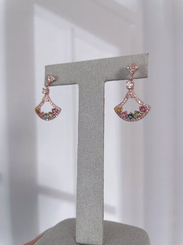 S925 silver dangling fancy tourmaline with zircornia earring