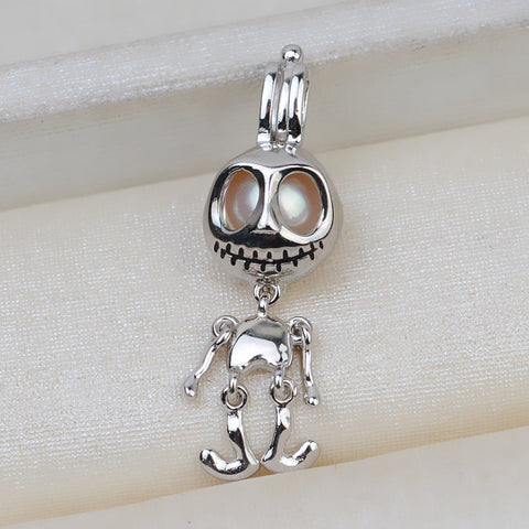 Halloween Monster Pendant Necklace Pearl Cage S925 Silver（Not including the pearls）