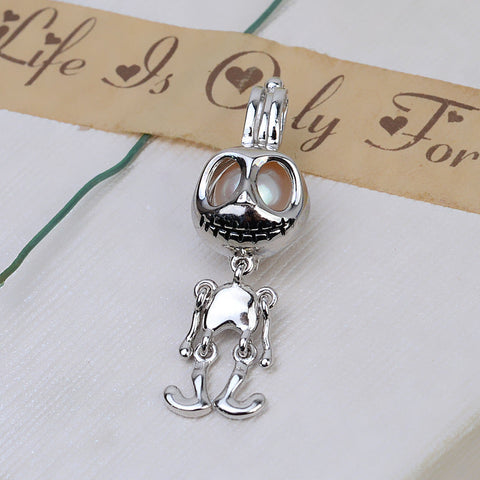 Halloween Monster Pendant Necklace Pearl Cage S925 Silver（Not including the pearls）